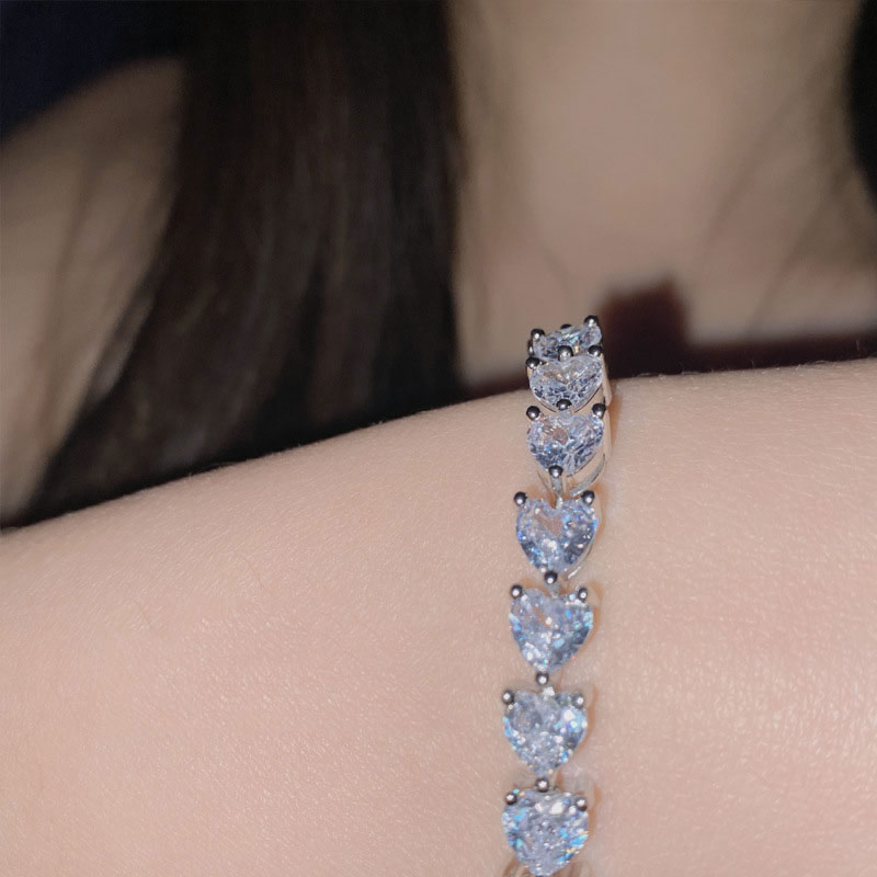 Fashion Full Diamond Pink Diamond Bracelet Copper Inlaid Zirconium Love Bracelet,Bracelets