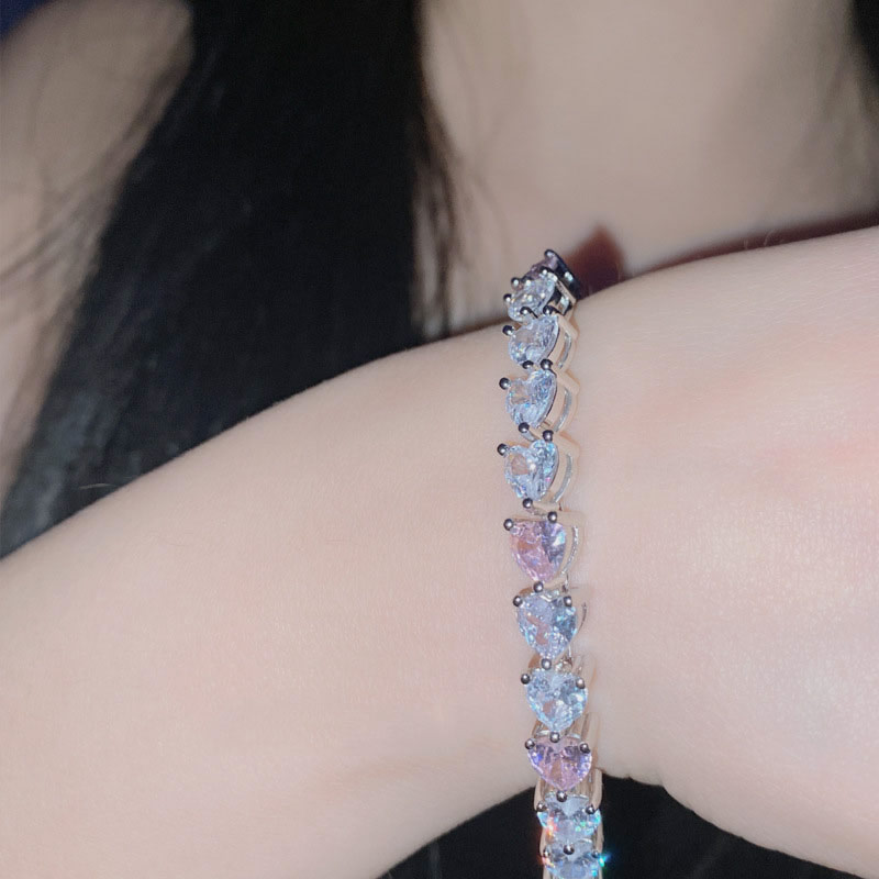 Fashion Full Diamond Pink Diamond Ring Copper Inlaid Zirconium Love Ring,Rings
