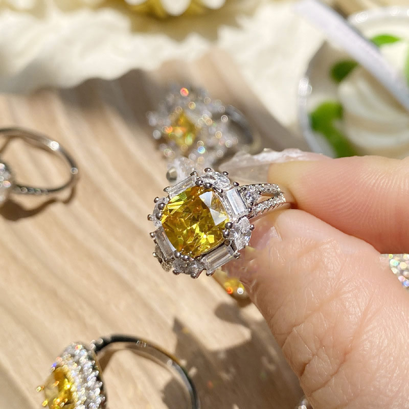 Fashion Sri Lanka Yellow Diamond Y Style Metal Diamond Geometric Ring,Fashion Rings