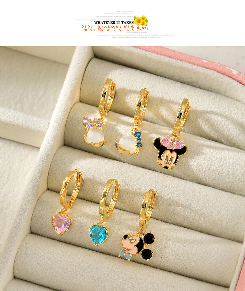 Fashion Color Copper Inlaid Zircon Cartoon Pendant Earrings 6-piece Set,Earring Set