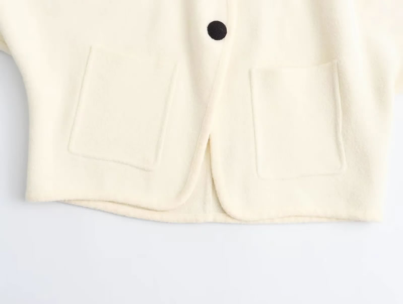 Fashion Black Suede Single-button Double-pocket Cardigan Jacket,Coat-Jacket