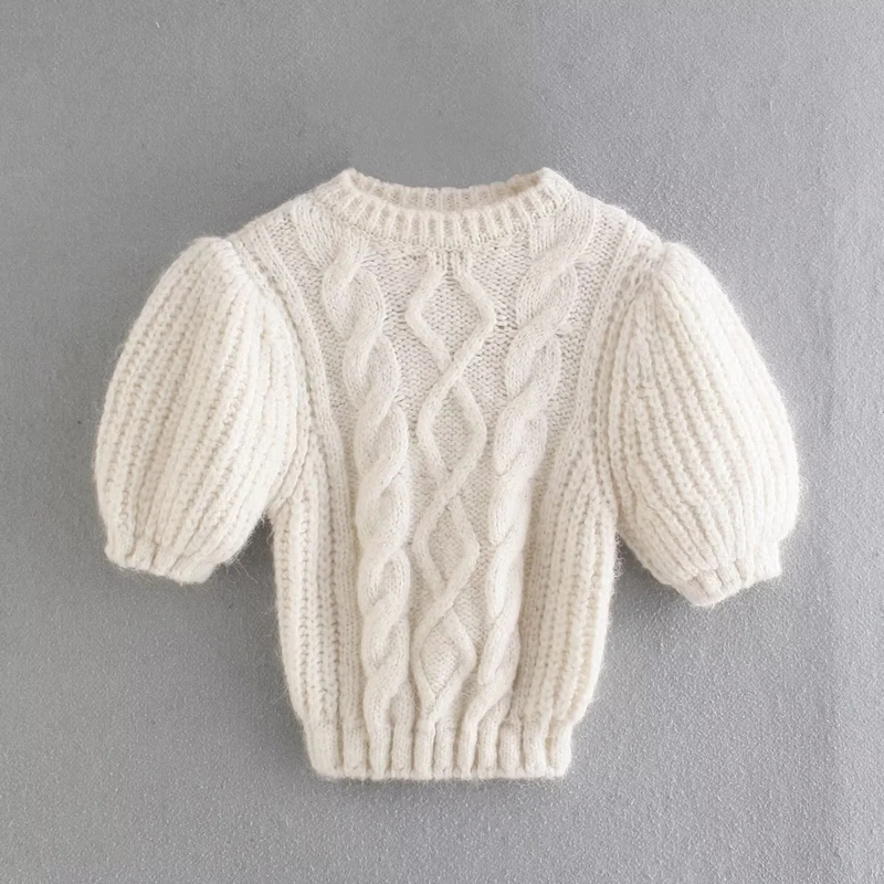 Fashion Off-white Twisted Cord Knit Sweater,Sweater