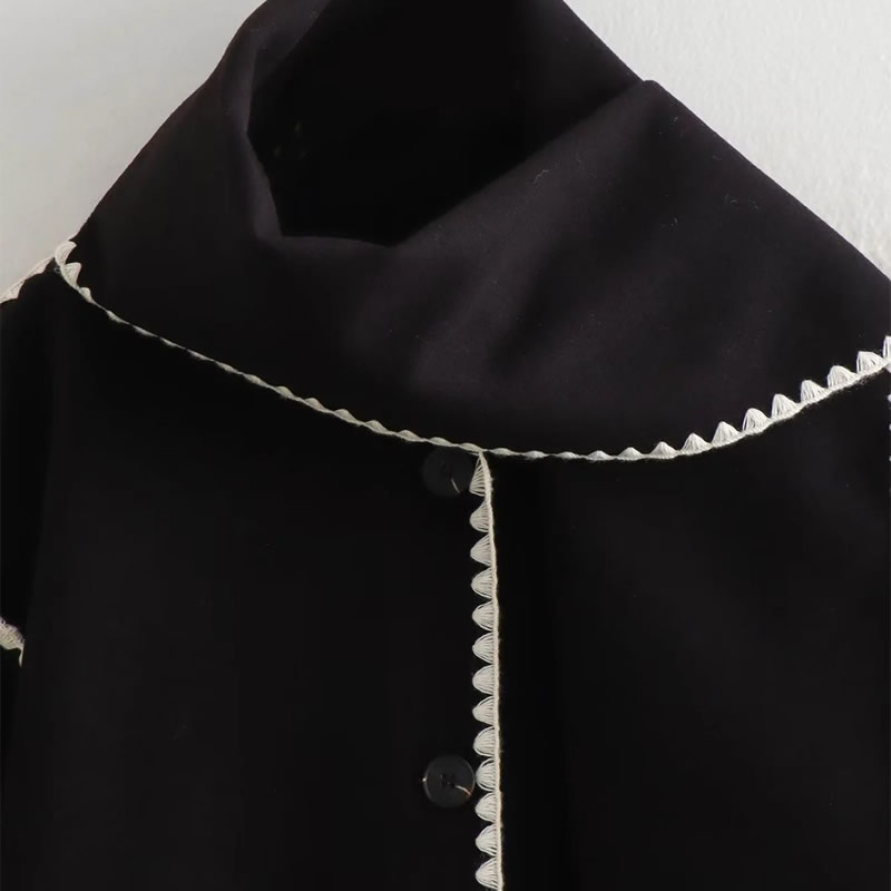 Fashion Dark Gray Woven Scarf Paneled Buttoned Jacket,Coat-Jacket