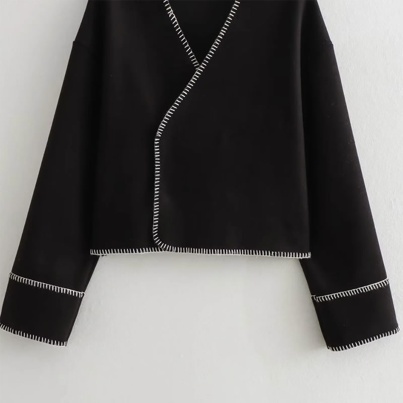Fashion Black Woven Knitted Sweater Cardigan,Sweater