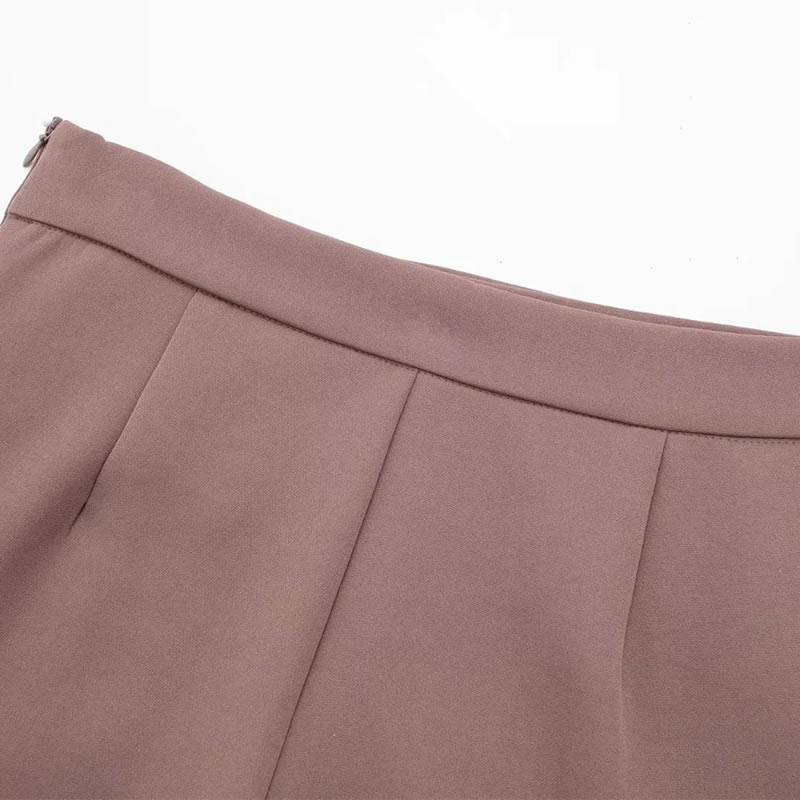 Fashion Khaki Blend Textured Culottes,Shorts