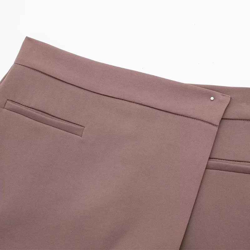 Fashion Pink Purple Blend Textured Culottes,Shorts