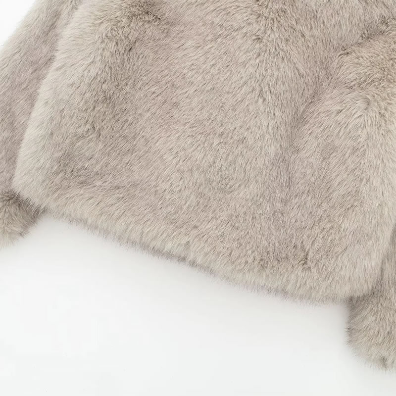 Fashion Off-white Faux Fur Lapel Jacket,Coat-Jacket