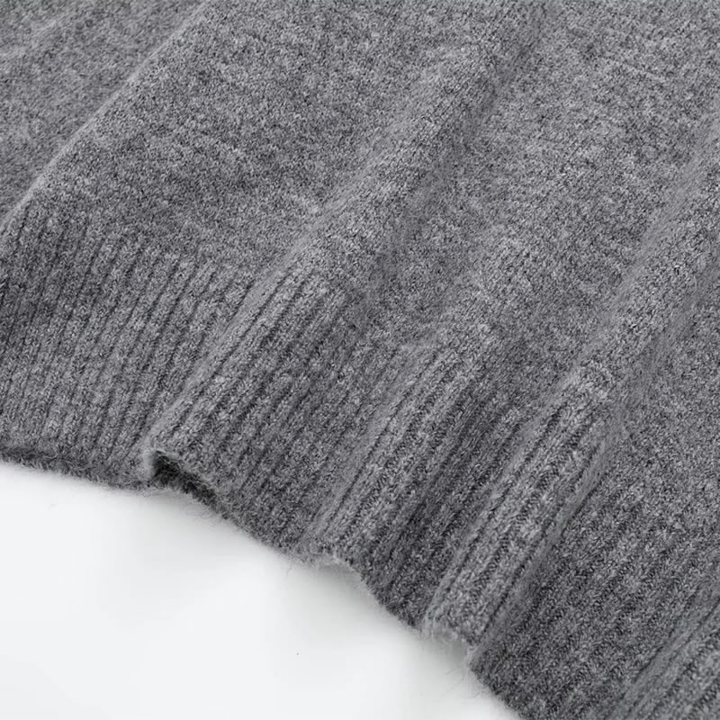 Fashion Grey Turtleneck Knitted Sweater,Sweater