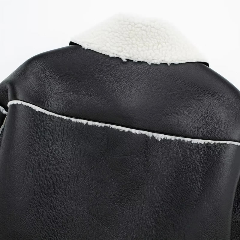 Fashion Black Blended Lapel Jacket,Coat-Jacket
