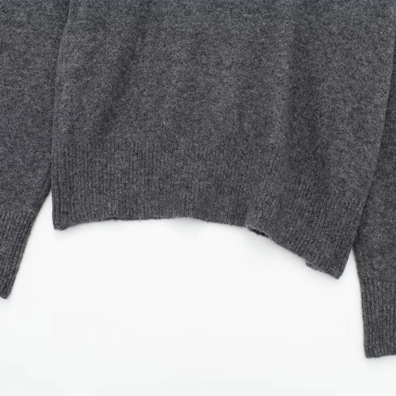 Fashion Grey Pleated One-shoulder Sweater,Sweater