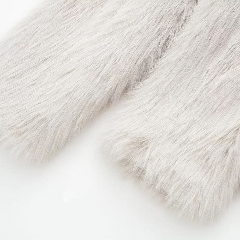 Fashion Off-white Fur Lapel Coat,Coat-Jacket