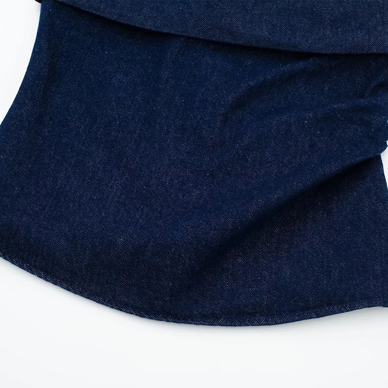 Fashion Dark Blue Strapless One Shoulder Top,Tank Tops & Camis