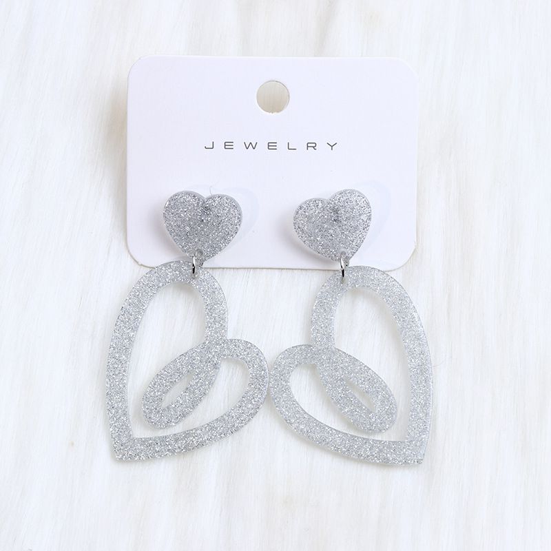 Fashion Silver Acrylic Love Earrings,Drop Earrings