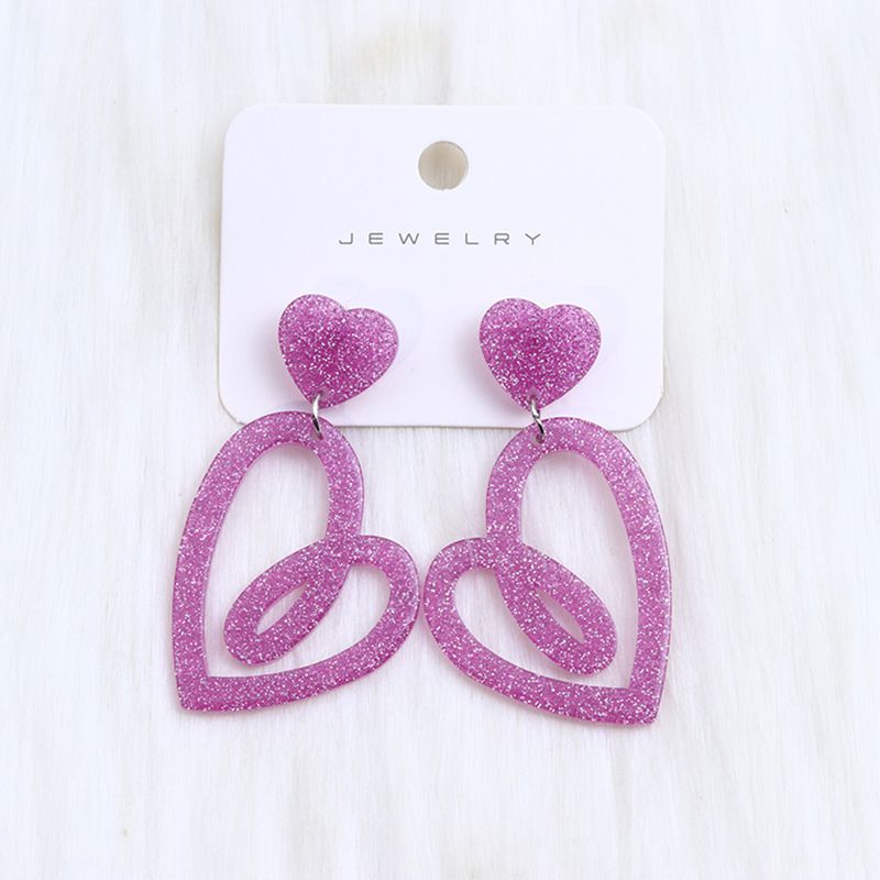 Fashion Plum Color Acrylic Love Earrings,Drop Earrings