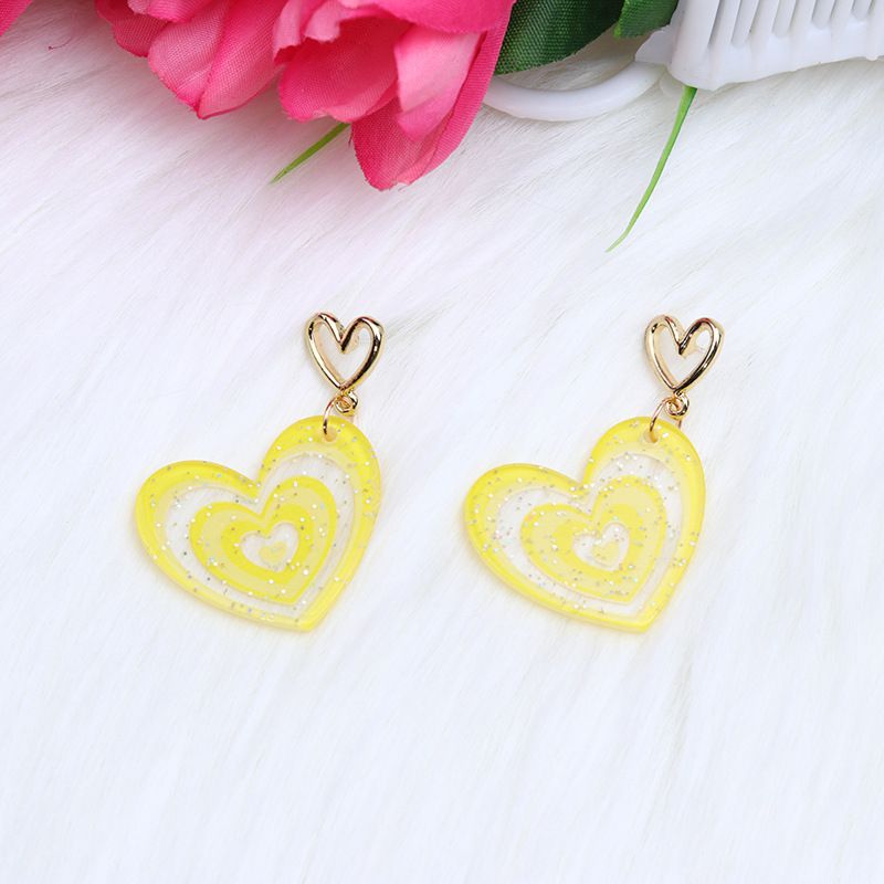 Fashion Yellow Acrylic Love Earrings,Drop Earrings