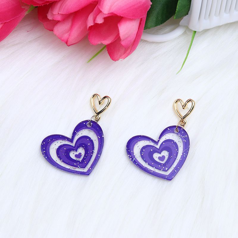 Fashion Purple Acrylic Love Earrings,Drop Earrings