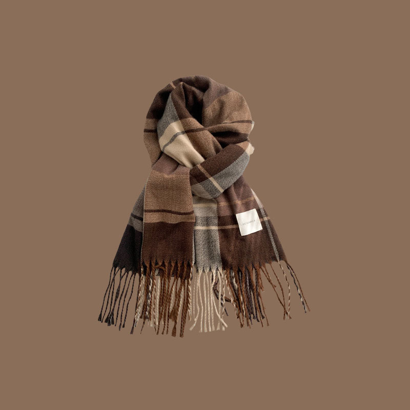 Fashion Solid Color With Mark Blended Knit Fringed Scarf,knitting Wool Scaves