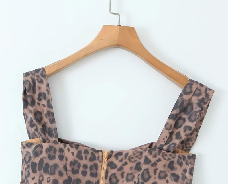 Fashion Leopard Print Leopard Print Pleated Vest,Tank Tops & Camis