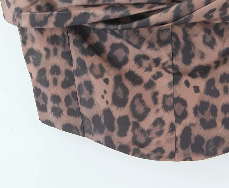 Fashion Leopard Print Leopard Print Pleated Vest,Tank Tops & Camis