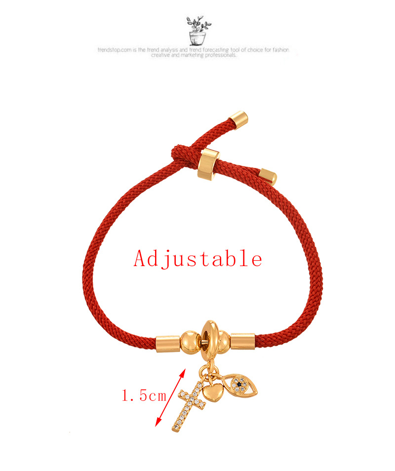 Fashion Red Copper Inlaid Zirconium Cross Eye Pendant Braided Bracelet,Bracelets