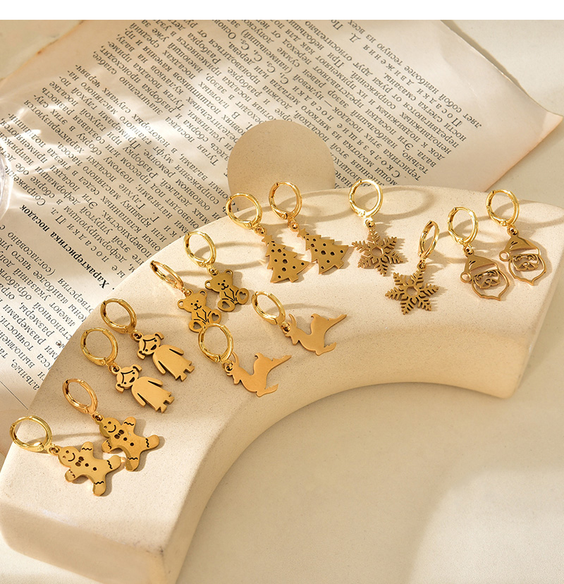 Fashion Golden 6 Titanium Steel Christmas Series Earrings,Earrings