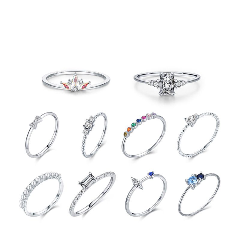 Fashion Twenty One# Silver And Diamond Geometric Ring,925 Silver Rings