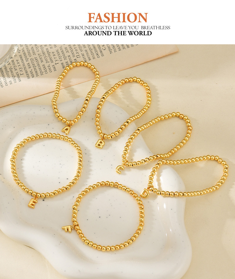 Fashion K Copper 26 Letter Pendant Beaded Bracelet,Bracelets