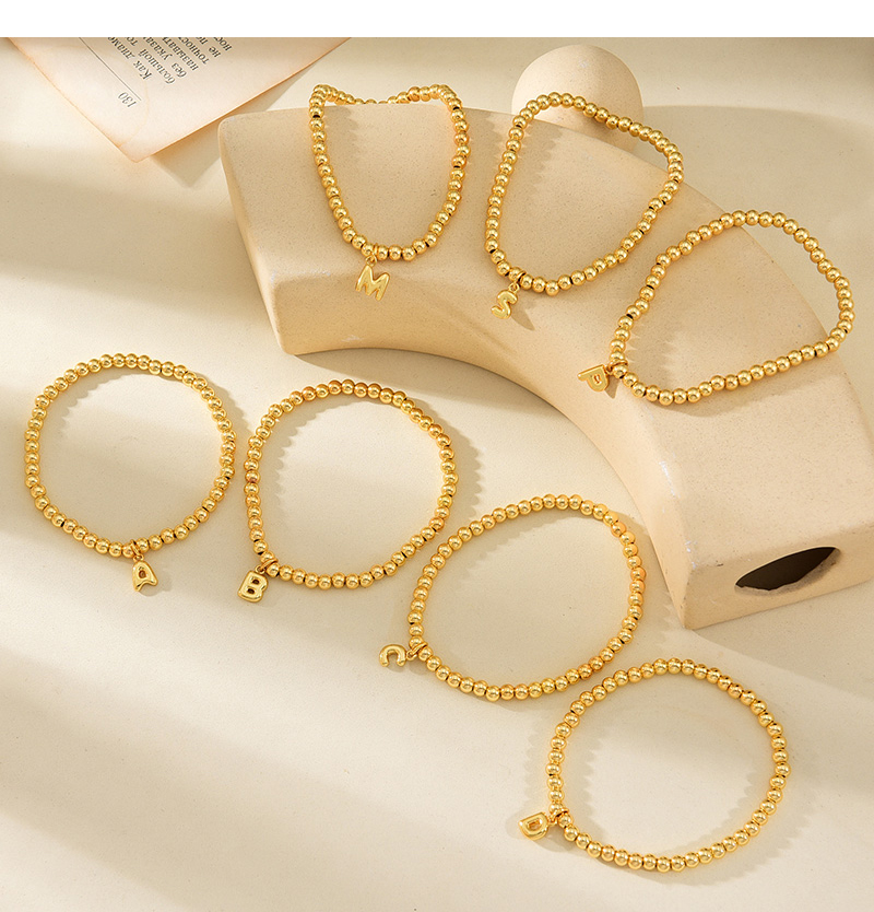 Fashion G Copper 26 Letter Pendant Beaded Bracelet,Bracelets
