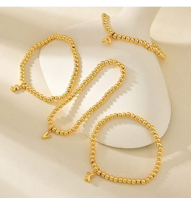 Fashion M Copper 26 Letter Pendant Beaded Bracelet,Bracelets