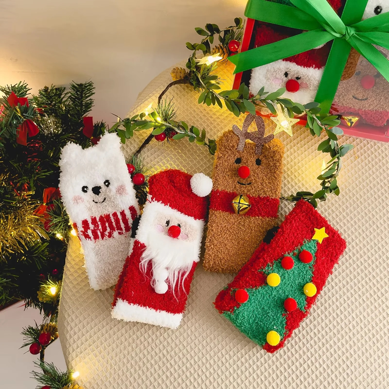 Fashion Christmas Tree Plush Christmas Floor Socks,Fashion Socks