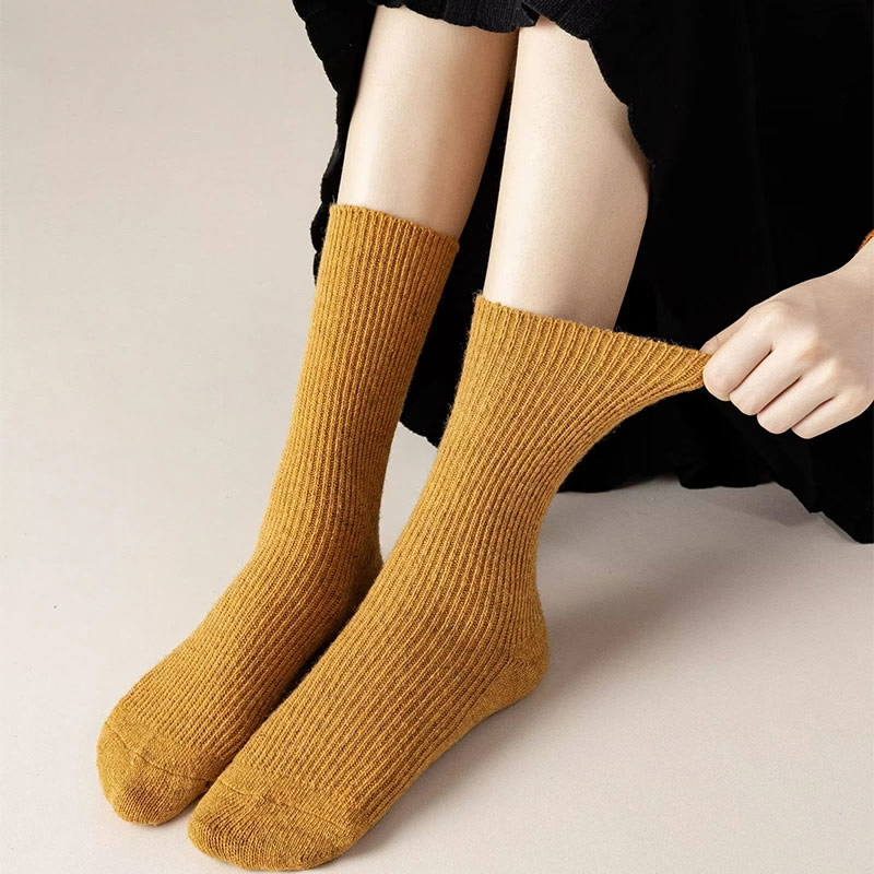 Fashion Brown Wool Double-needle Striped Mid-calf Socks,Fashion Socks