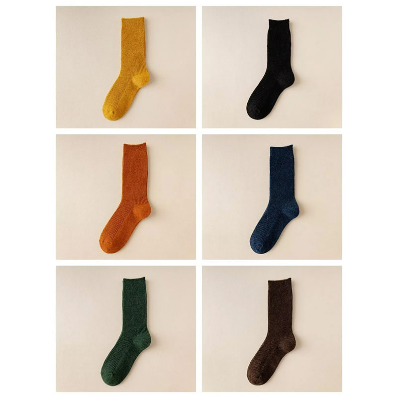 Fashion Dark Green Wool Double-needle Striped Mid-calf Socks,Fashion Socks