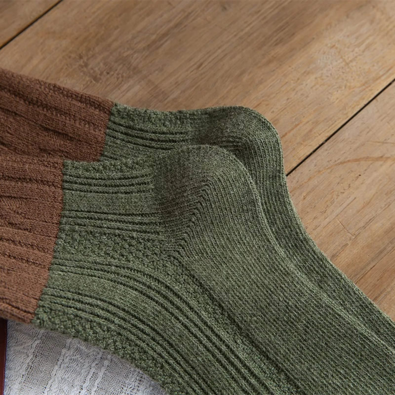 Fashion Armygreen Contrast Striped Twist Knit Mid-calf Socks,Fashion Socks