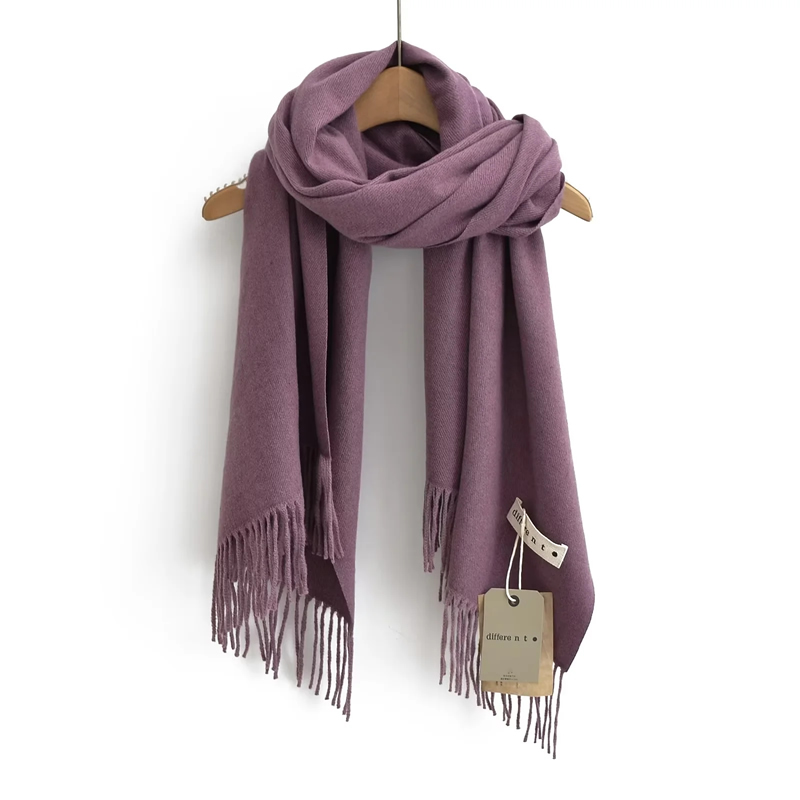 Fashion Korean Purple Faux Cashmere Patch Fringed Scarf,knitting Wool Scaves