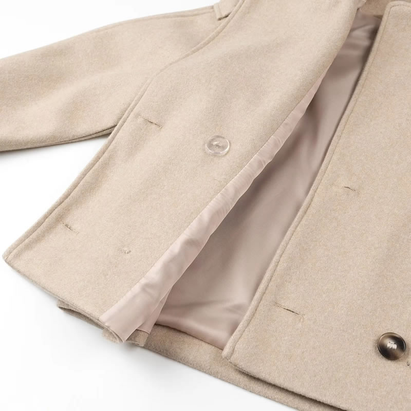 Fashion Khaki Double-breasted Lapel Jacket,Coat-Jacket