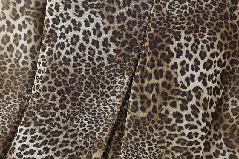 Fashion Leopard Print Polyester Printed Tulle Maxi Skirt,Long Dress