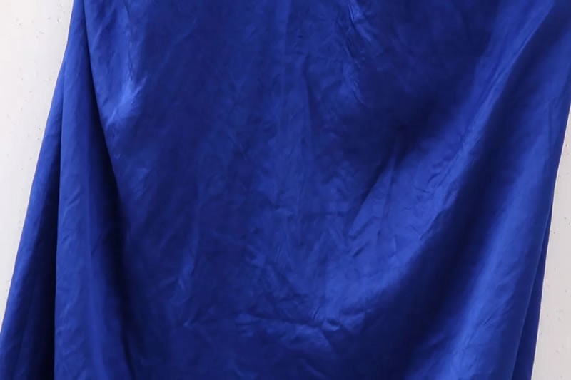 Fashion Blue Polyester Halter Neck Long Skirt,Long Dress