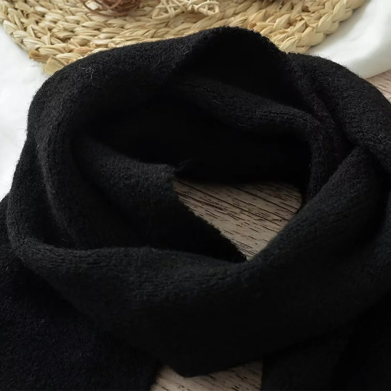 Fashion Black Bear Letter Embroidered Knitted Scarf,knitting Wool Scaves