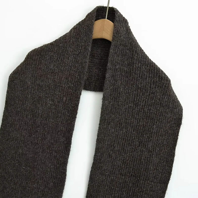 Fashion Dark Brown Colorblock Knitted Patch Scarf With Two Ends,knitting Wool Scaves