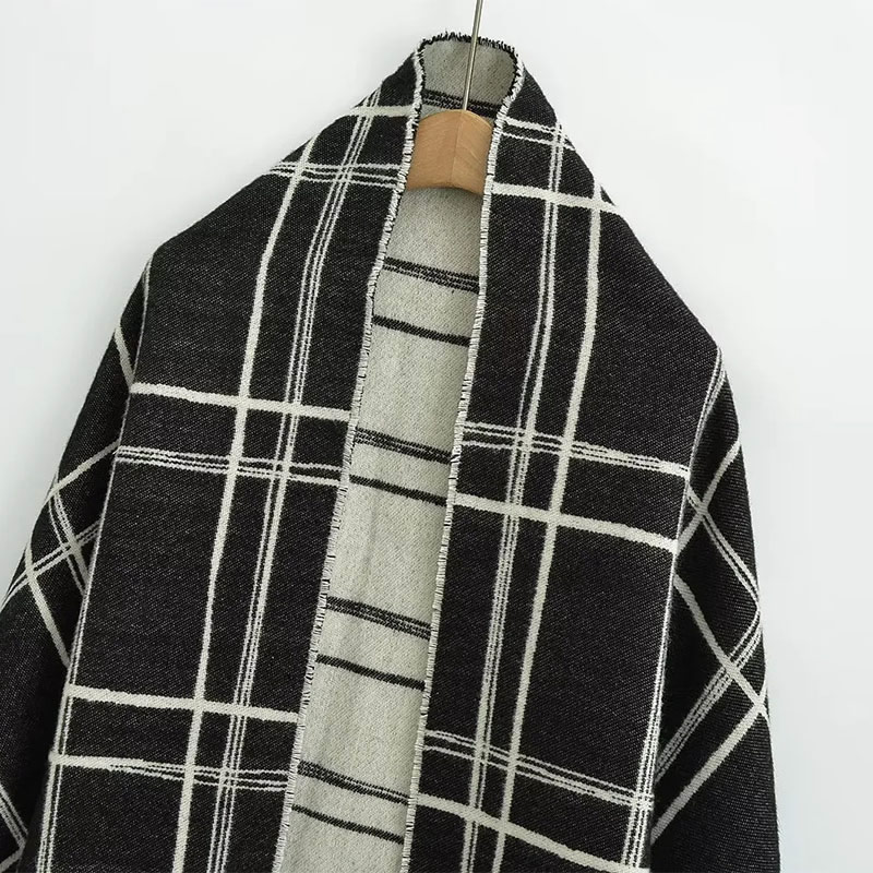 Fashion Black Imitation Cashmere Plaid Scarf,knitting Wool Scaves