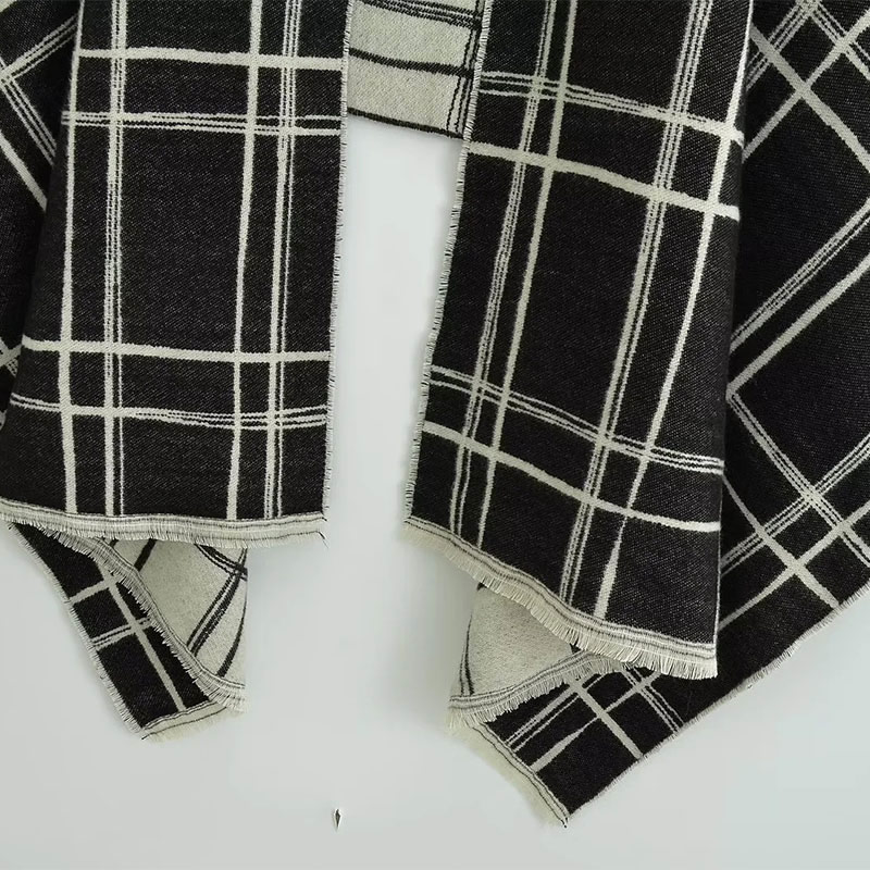Fashion Grey Imitation Cashmere Plaid Scarf,knitting Wool Scaves