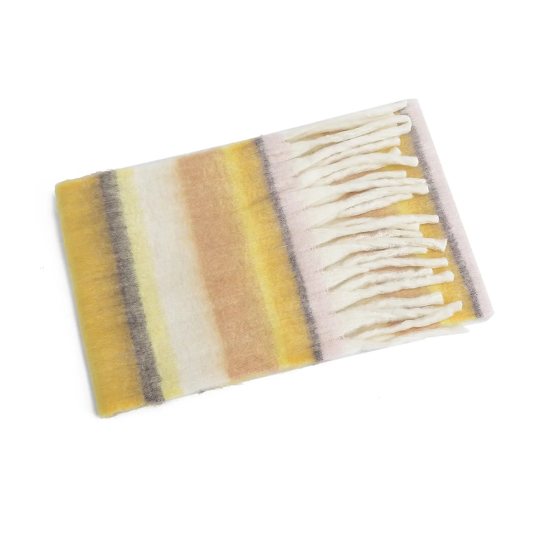 Fashion Color Faux Cashmere Striped Fringed Scarf,knitting Wool Scaves