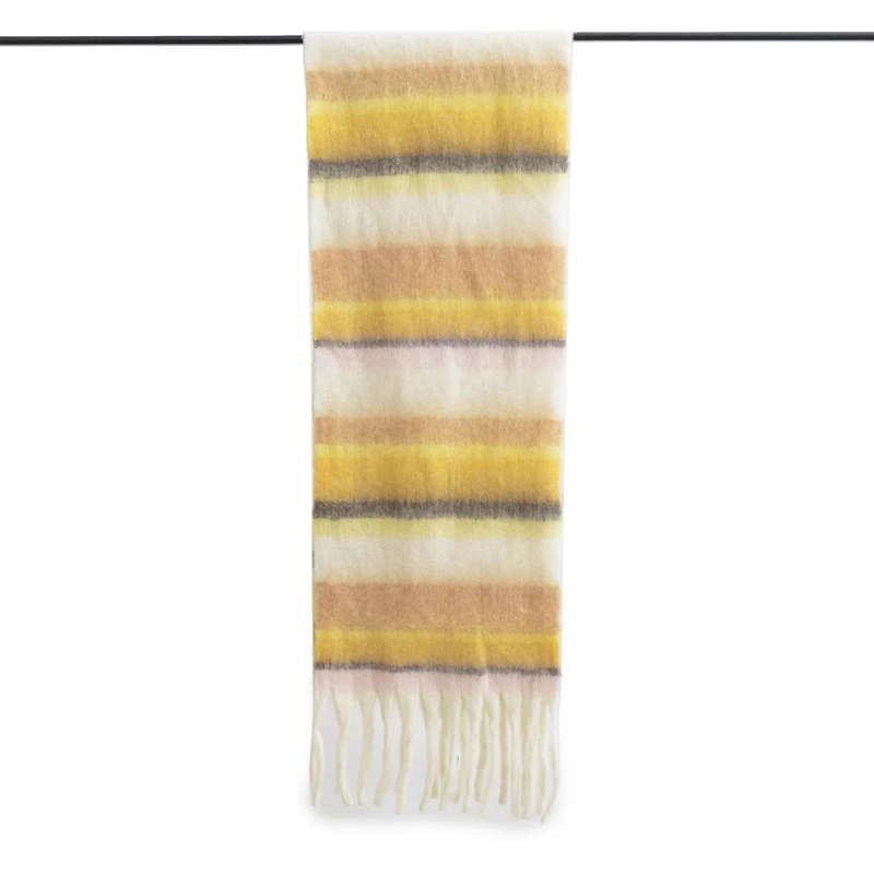 Fashion Color Faux Cashmere Striped Fringed Scarf,knitting Wool Scaves