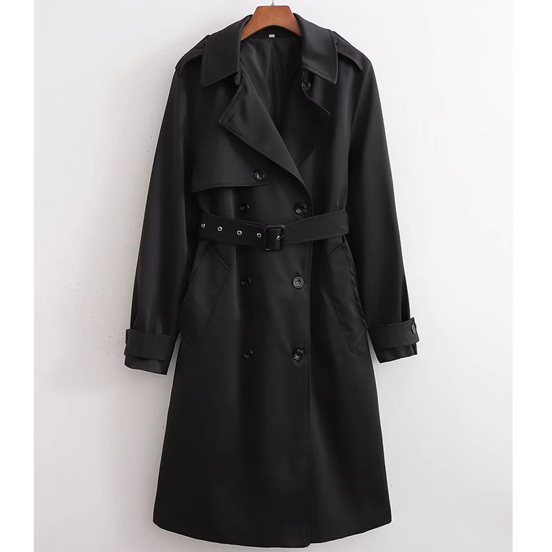 Fashion Black Polyester Double-breasted Lapel Jacket,Coat-Jacket
