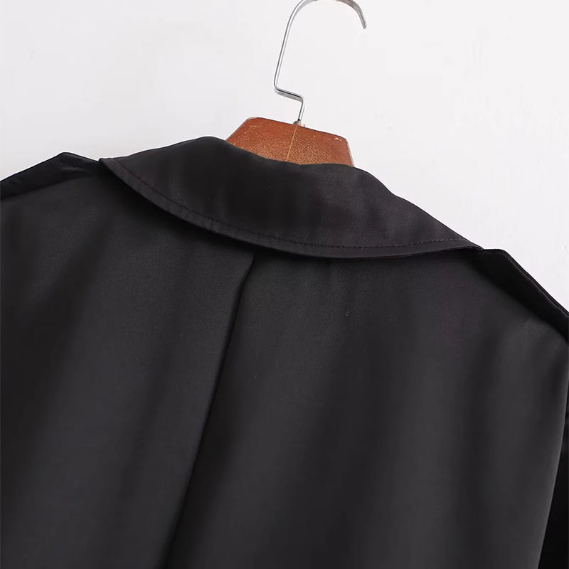 Fashion Black Polyester Double-breasted Lapel Jacket,Coat-Jacket