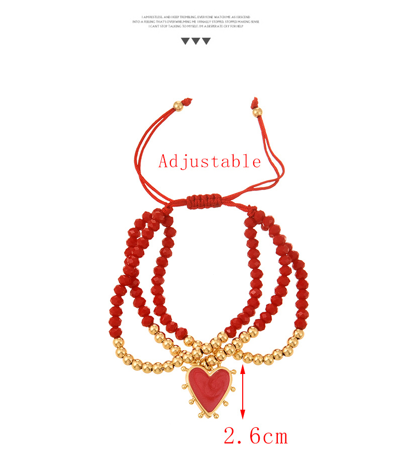 Fashion Red Multi-layer Beaded Copper Beads Love Oil Drop Pendant Braided Bracelet,Bracelets