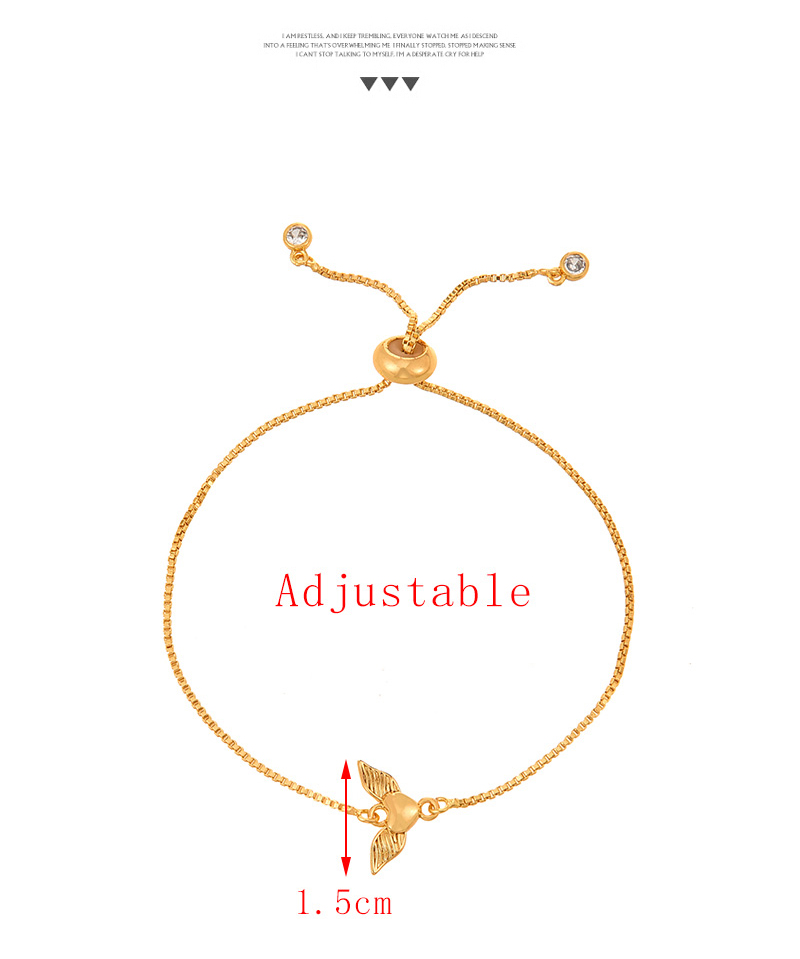 Fashion Golden 2 Copper Set Zirconia Love Wings Pendant Beaded Bracelet,Bracelets