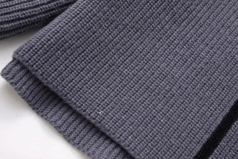Fashion Dark Gray Polyester Knitted Stand Collar Sweater,Sweater