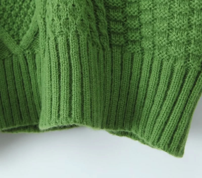 Fashion Green Twist Knitted Pullover Sweater,Sweater