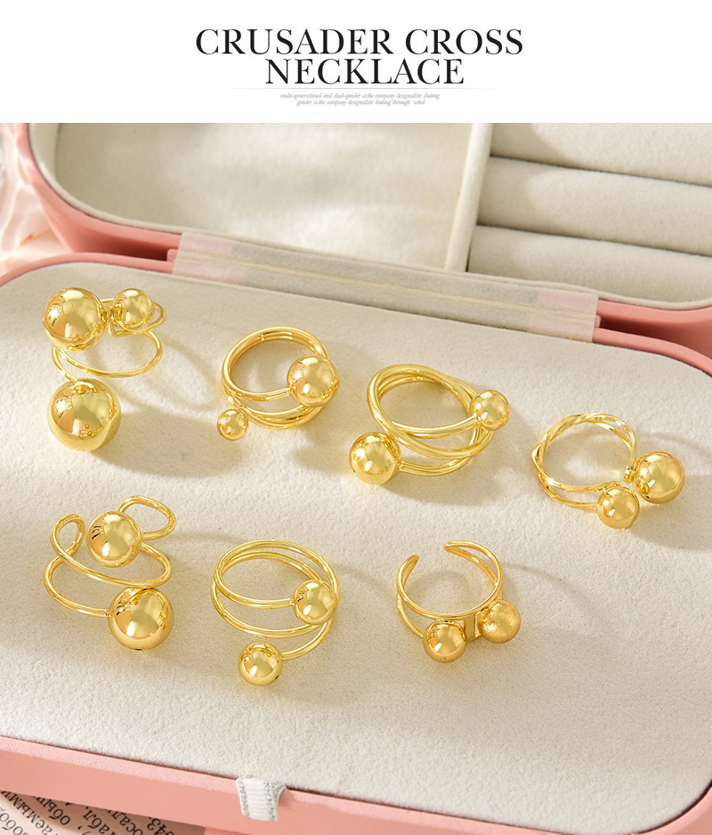 Fashion Golden 2 Copper Irregular Ball Ring,Rings